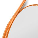 Espelho de Parede Adnet Redondo Decorativo 60 cm Moldura em Corino para Decoração