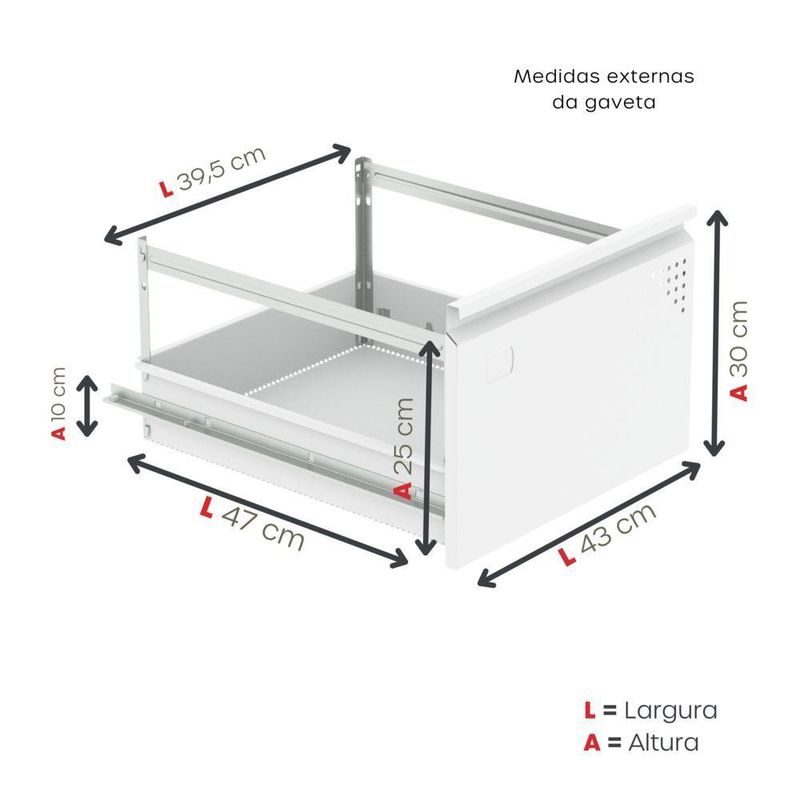 Arquivo De Aço 4 Gavetas Pandin Para Pasta Suspensa Com Chave Escritório Branco