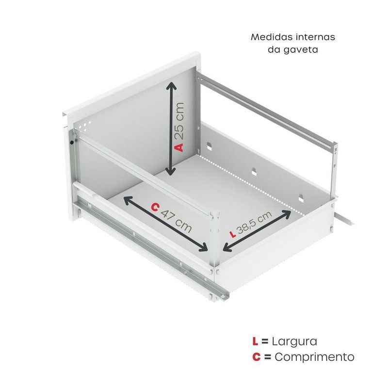Arquivo De Aço 4 Gavetas Pandin Para Pasta Suspensa Com Chave Escritório Branco