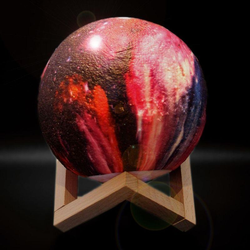 Luminaria Pendente Planeta Galaxia Universo 3d Abajur Usb Com Controle Rgb Colorido Vermelho