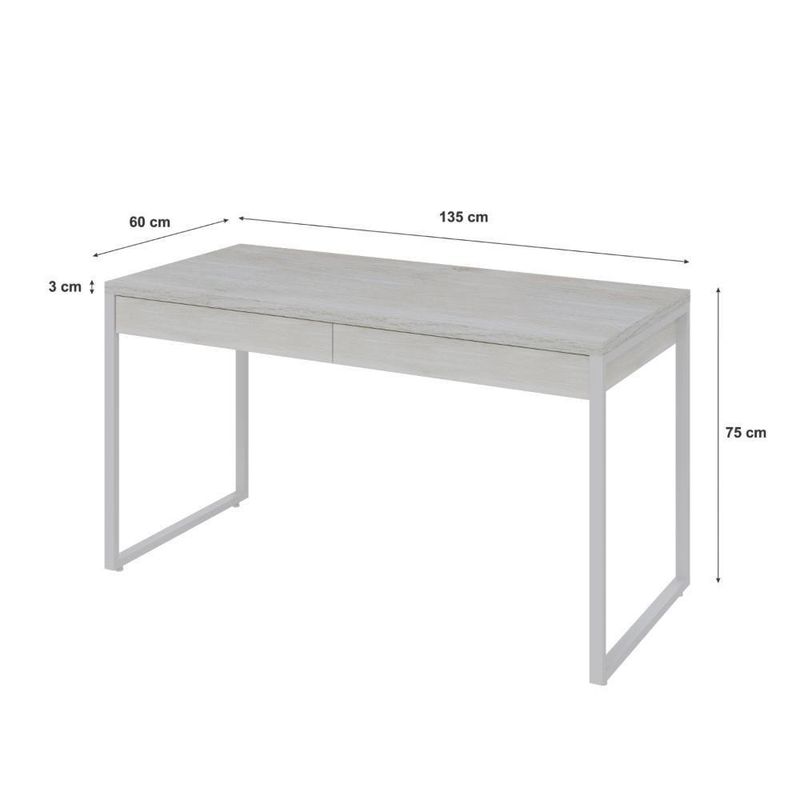 Mesa Office 135x60x75cm C-02 Gavetas Kuadra Snow - Estbranca