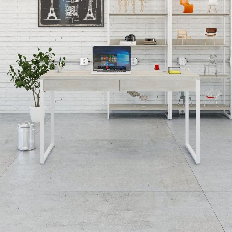 Mesa Office 135x60x75cm C-02 Gavetas Kuadra Snow - Estbranca