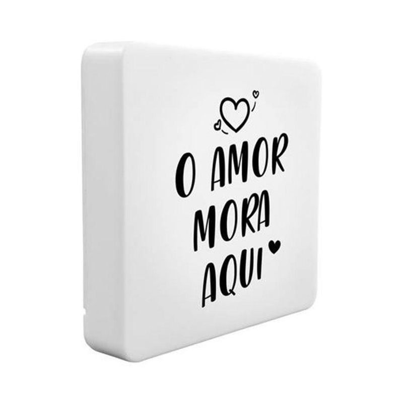 Luminária Box Slim O Amor Mora Aqui Usb