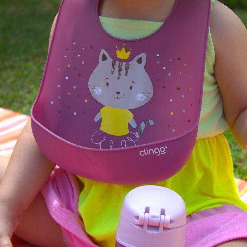 Babador Silicone Com Bolso Coletor De Migalhas - Impermeável, Velcro, Milky