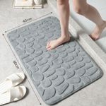 Tapete De Banheiro Antiderrapante Em Pedras – Conforto E Segurança Cinza