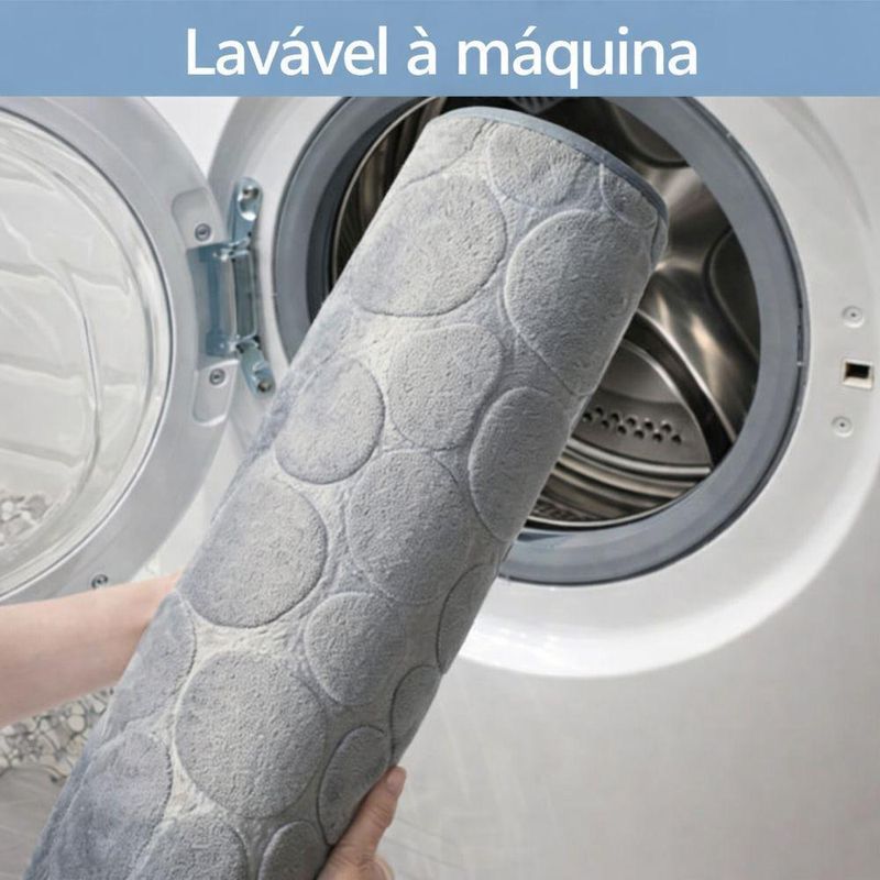 Tapete De Banheiro Antiderrapante Em Pedras – Conforto E Segurança Cinza