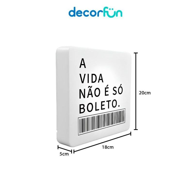 Luminária Slim Box Boleto Luz Indireta Presente Usb