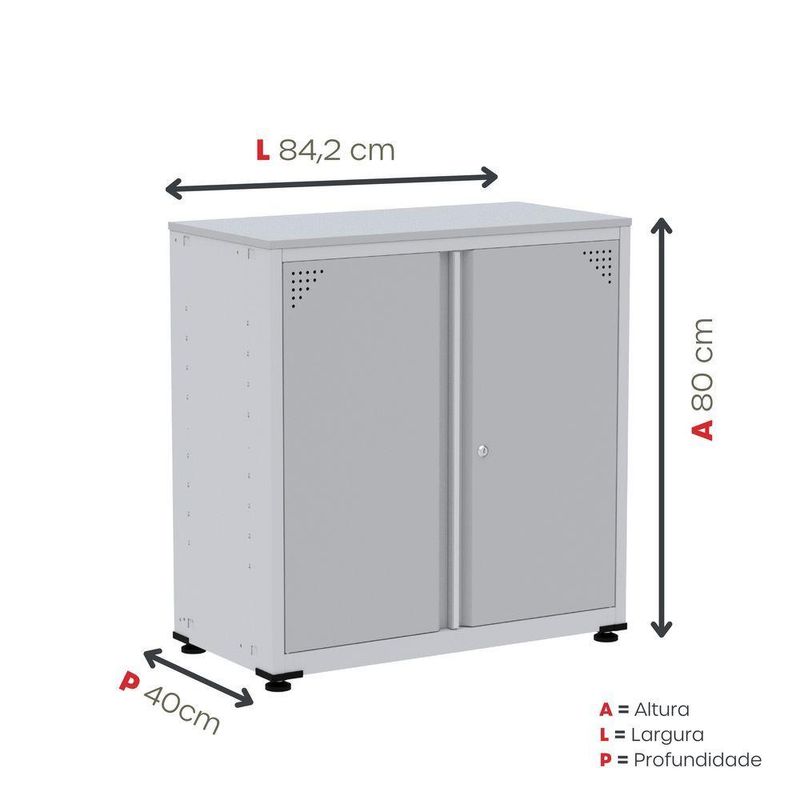 Armário De Aço Alto Para Escritório Linha Aço 842x800x400 - Ap406 Cinza