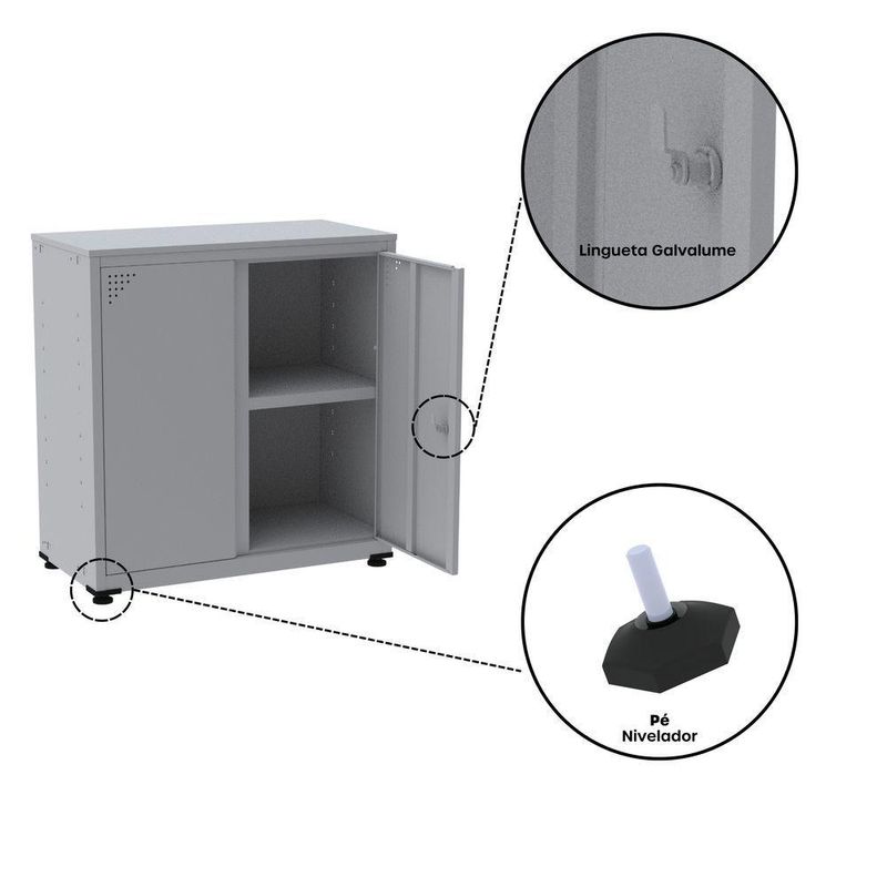 Armário De Aço Alto Para Escritório Linha Aço 842x800x400 - Ap406 Cinza