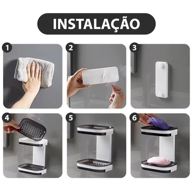 Porta Sabonete Saboneteira Parede Dupla Adesivo Banheiro Organização E Praticidade Para Seu Banheiro