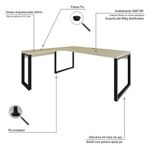 Mesa Em L Presidente 190x160x75cm Yon - Ciliegio-estpreta Ciliegio-estpreta