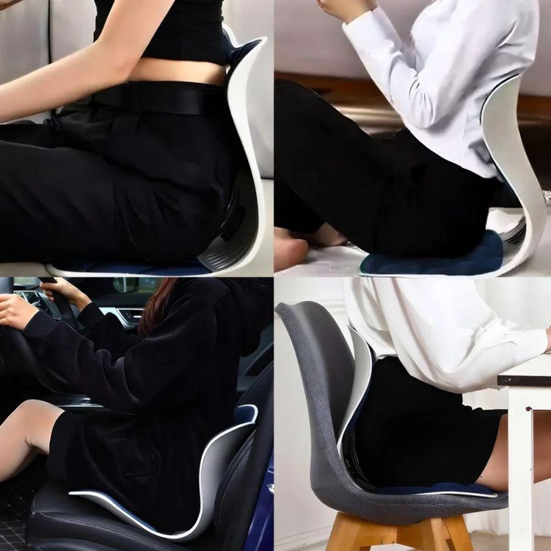 Almofada De Apoio Lombar Cadeira Correção De Coluna - Conforto E Postura Em Qualquer Lugar M - Cinza