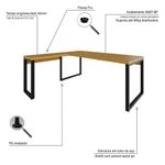 Mesa Em L Presidente 190x160x75cm Yon - Acácia -estpreta Acácia -estpreta