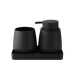 Conjunto Para Banheiro 5 Peças Preto Escova Sanitária, Lixeira, Porta escova, Dispenser E Bandeja