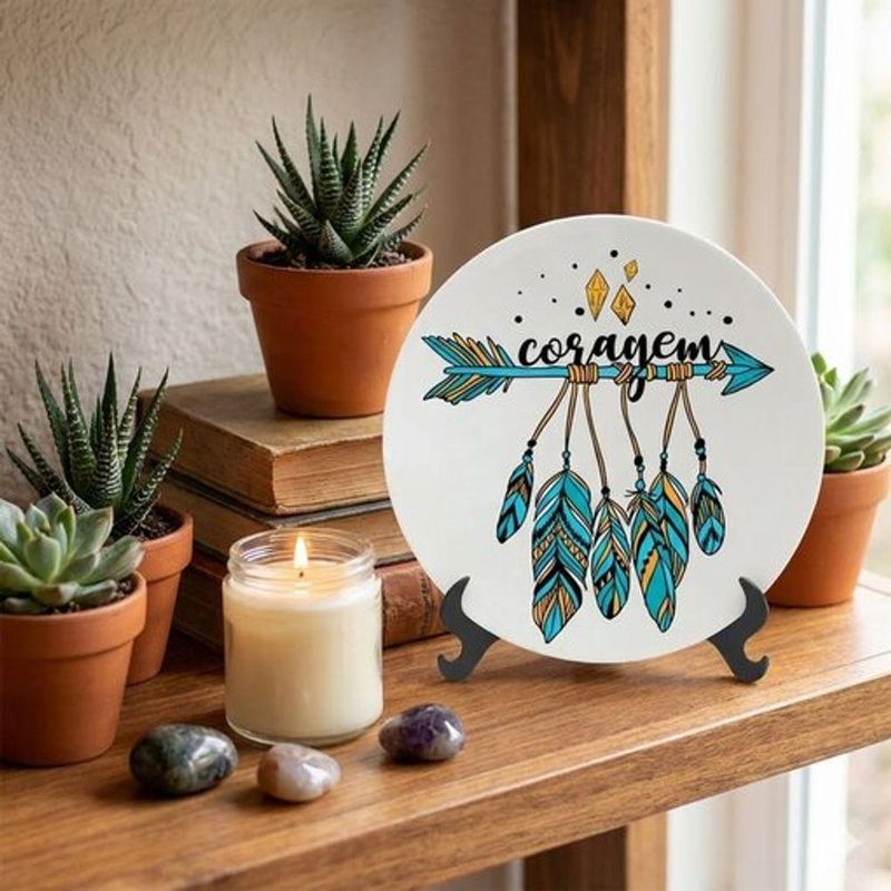 Prato Decorativo De Porcelana 11cm - Coragem