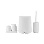 Conjunto Para Banheiro 5 Peças Branco Escova Sanitária, Lixeira, Porta escova, Dispenser E Bandeja