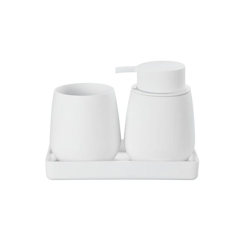 Conjunto Para Banheiro 5 Peças Branco Escova Sanitária, Lixeira, Porta escova, Dispenser E Bandeja