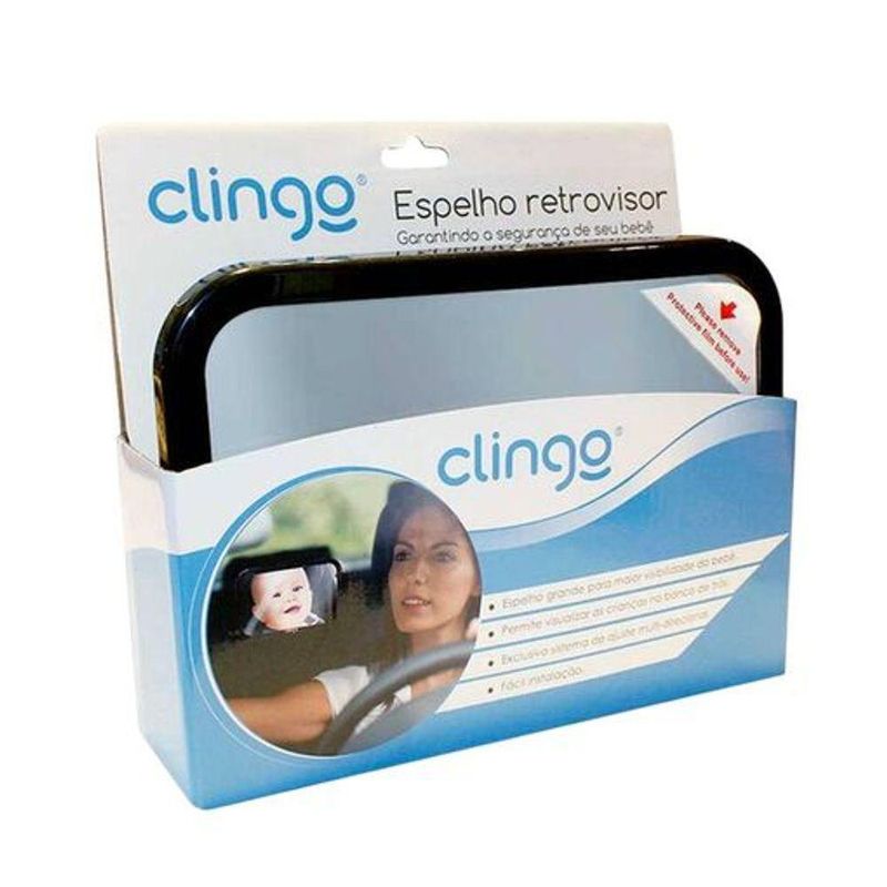 Espelho Retrovisor Retangular Clingo Para Carro - Fácil Instalação