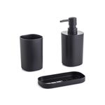 Conjunto Para Banheiro Com 3 Peças Quadrado Preto - Mood