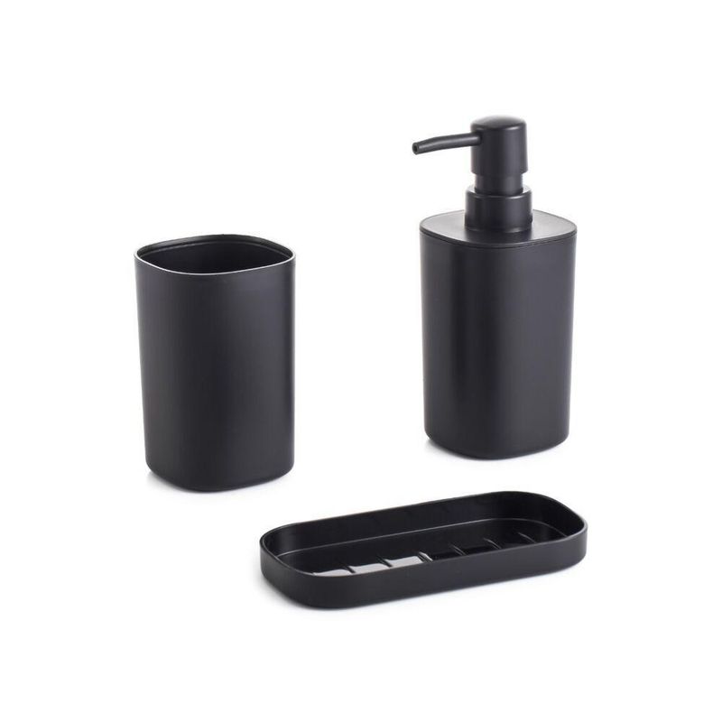 Conjunto Para Banheiro Com 3 Peças Quadrado Preto - Mood