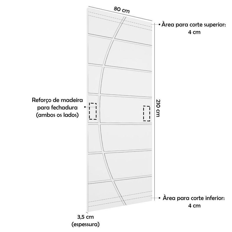 Porta Frisada R20c de Abrir MDF 210x80CM para Uso Interno Pintura UV Cerejeira