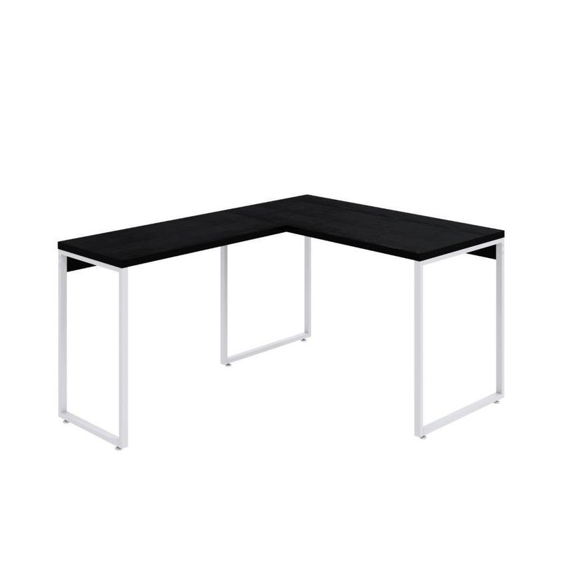Mesa Em L Office 120x150x75cm Kuadra Preto ônix - Estbranca