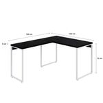 Mesa Em L Office 120x150x75cm Kuadra Preto ônix - Estbranca