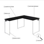 Mesa Em L Office 120x150x75cm Kuadra Preto ônix - Estbranca