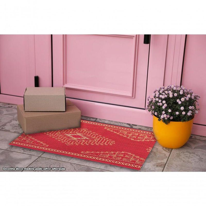Tapete Passadeira Ps 38 Retangular 66x100CM Sisal Polipropileno Vermelho Liso Sólido