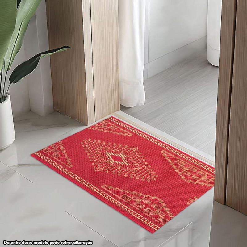 Tapete Passadeira Ps 38 Retangular 66x100CM Sisal Polipropileno Vermelho Liso Sólido