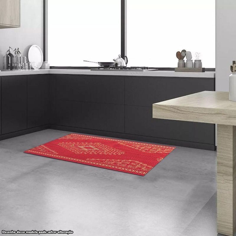 Tapete Passadeira Ps 38 Retangular 66x100CM Sisal Polipropileno Vermelho Liso Sólido