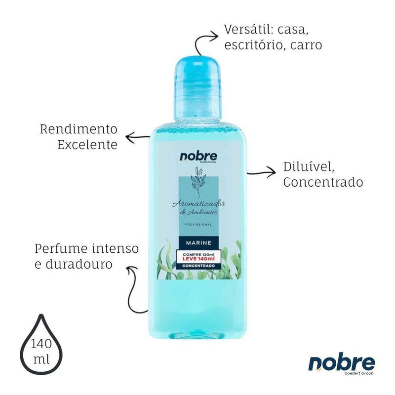 Aromatizante De Ambiente 140ml Nobre - Marine Concentrado, Perfume Duradouro