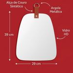 Espelho Decorativo Oval Orgânico para Pendurar 39X29CM com Alça de Couro Sintético