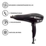 Secador de Cabelo MSE 2600A 1900W Jato Frio 3 Temperaturas Preto 110V