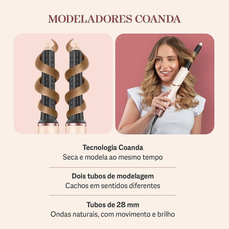 Secador Multifuncional 5 Em 1 Mondial Rosa Claro 1500W SM-01-BLDC-CP 110V