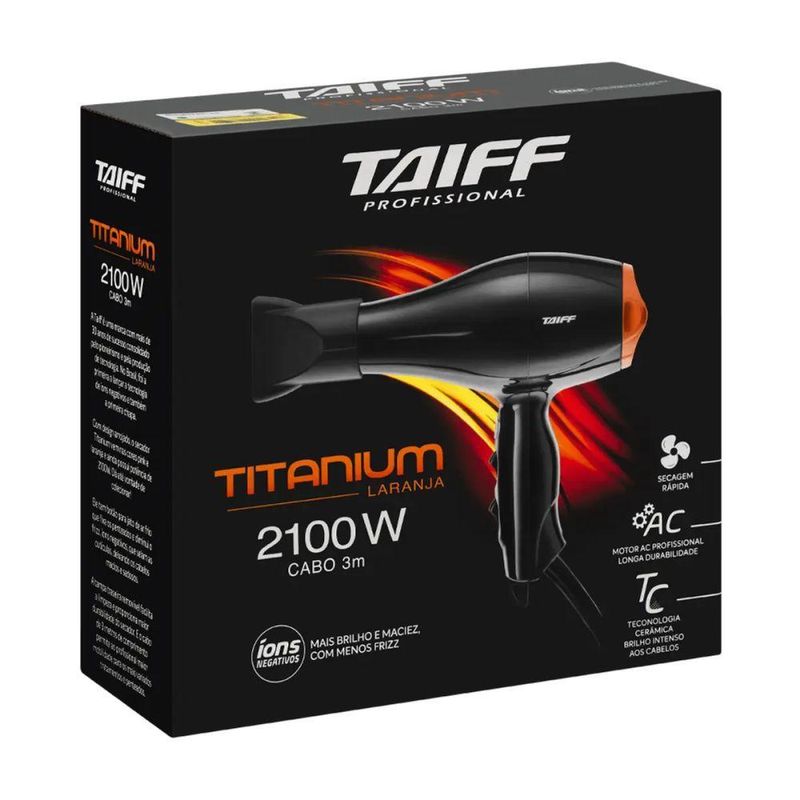 Secador De Cabelo Titanium 2100W Preto/laranja 110V