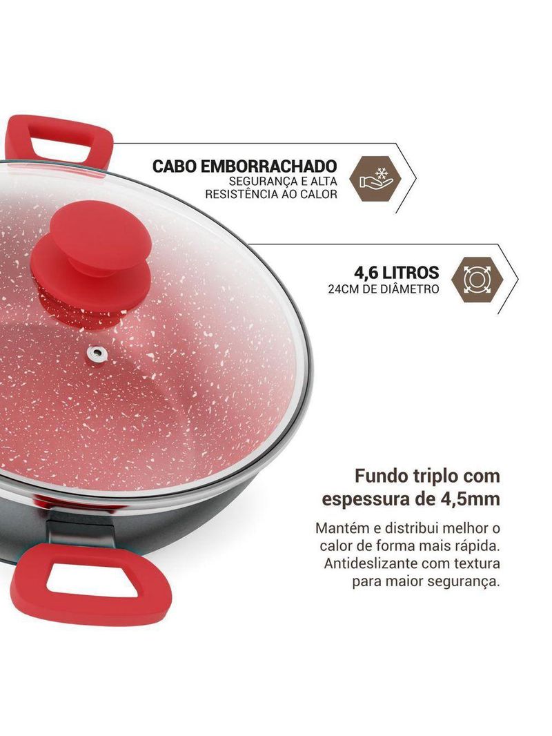 Panela Philco Redstone 4,6L com Tampa de Vidro PPN24A