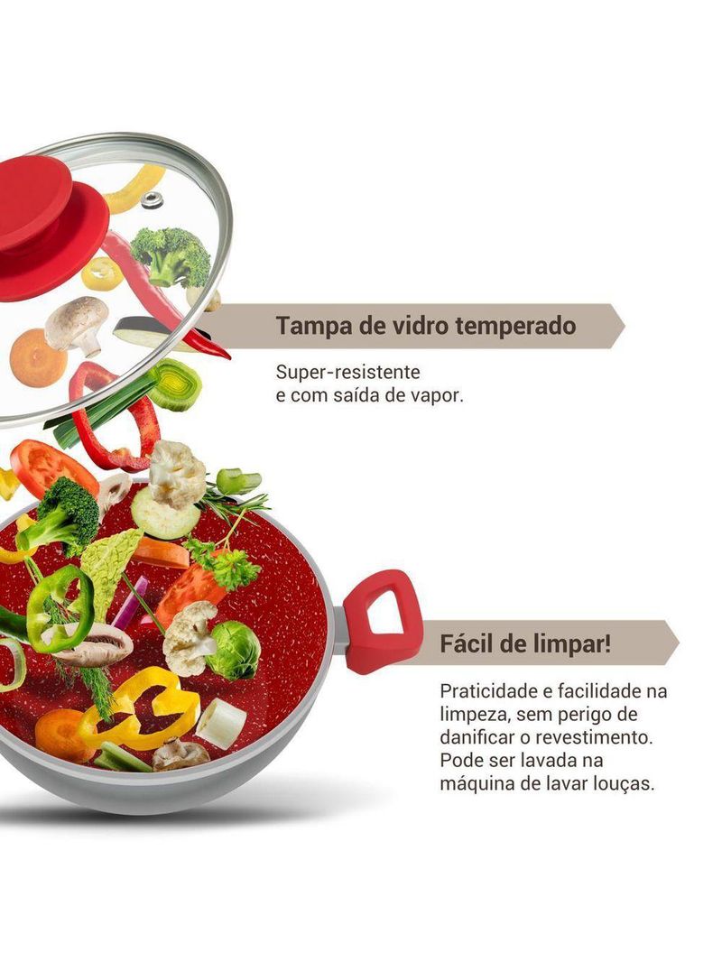 Panela Philco Redstone 4,6L com Tampa de Vidro PPN24A