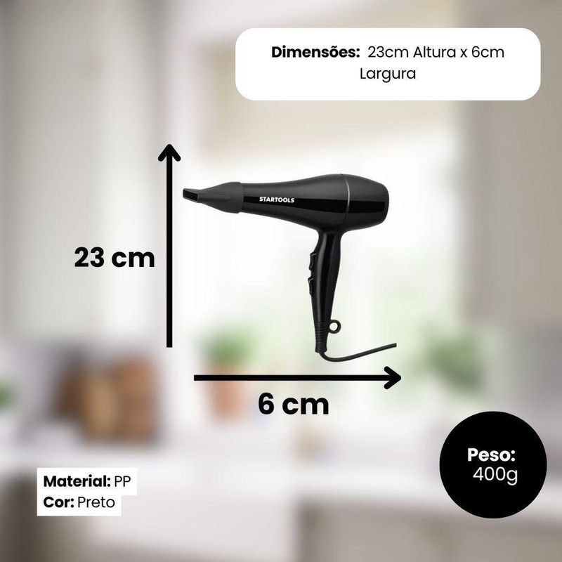 Secador De Cabelo Profissional 1800w 110V - Preta
