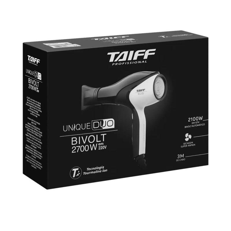 Secador De Cabelo Unique Duo Branco/preto Bivolt