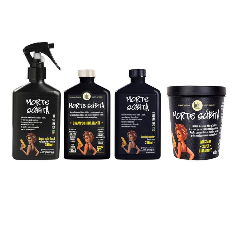 Lola cosmetics morte súbita kit – shampoo + condicionador + spray + máscara