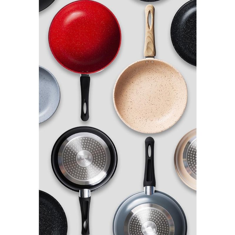 Frigideira lyor de alumínio e cerâmica granilite bege 24cm