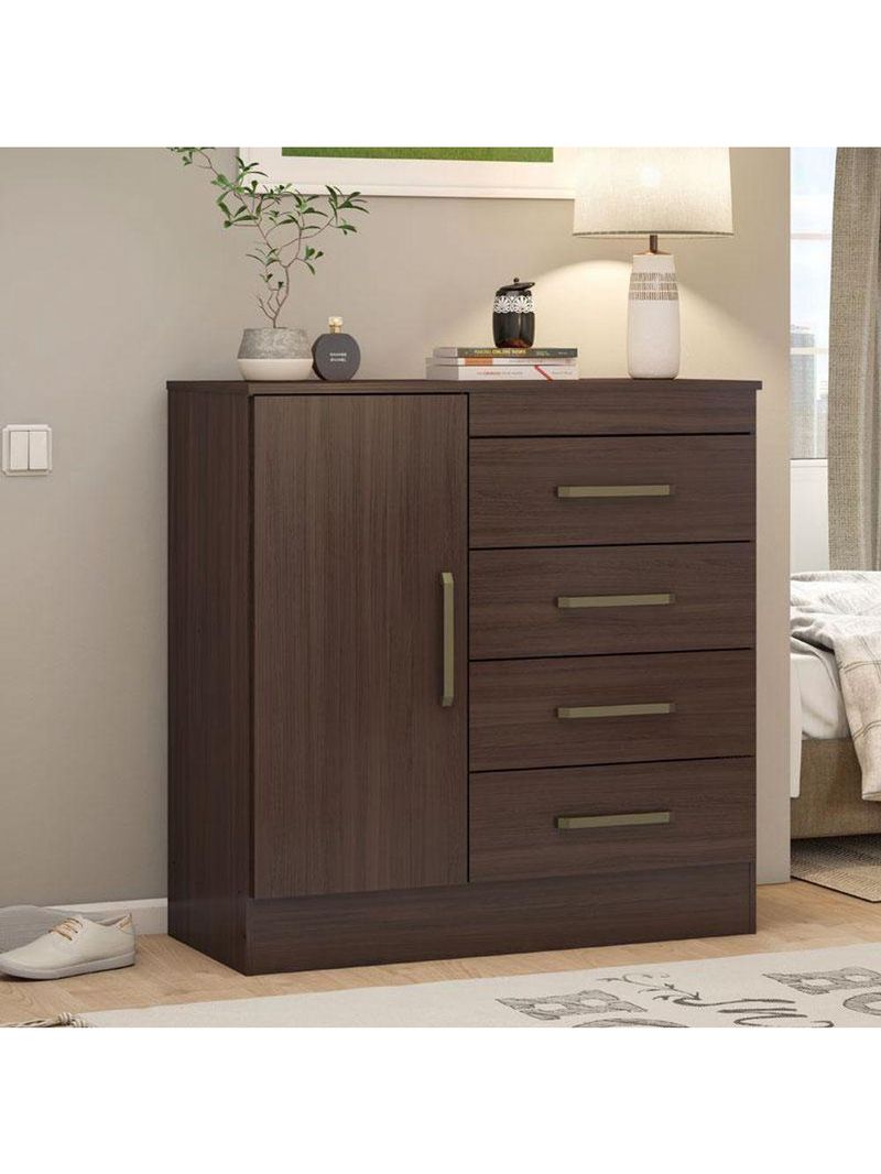 Cômoda Montevideu E Multiuso Viena em acabamento colorido Café Touch - Demóbile