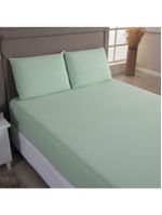 Jogo cama lençol sonnet casal padrão malha lisa 100% algodão macio 3 peças - verde claro