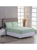 Jogo cama lençol sonnet casal padrão malha lisa 100% algodão macio 3 peças - verde claro