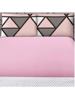 Jogo cama lençol shine king microfibra 180 fios 3 peças - geométrico rosa