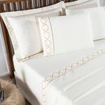 Jogo cama lençol santoro king micropercal 300 fios 4 peças - palha