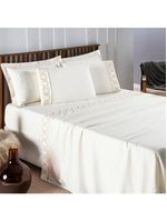 Jogo cama lençol santoro king micropercal 300 fios 4 peças - palha