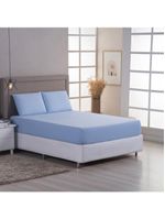 Jogo cama lençol sonnet casal padrão malha lisa 100% algodão macio 3 peças - azul claro