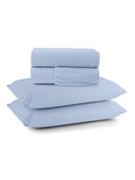 Jogo cama lençol sonnet casal padrão malha lisa 100% algodão macio 4 peças - azul turquesa